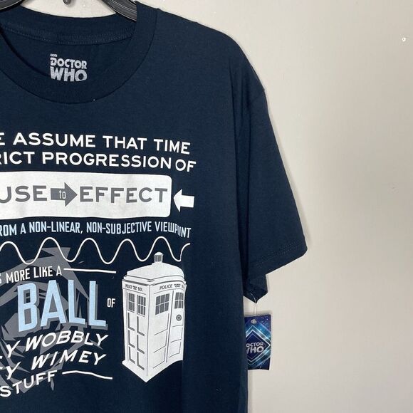 Ripple Junction Mens Doctor WHO Wibbly Wobbly T-Shirt NEW Large L Navy Graphic - Picture 2 of 7